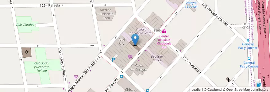 Mapa de ubicacion de Iglesia Nueva Apostólica en 阿根廷, 布宜诺斯艾利斯省, Partido De Tres De Febrero, Ciudadela.