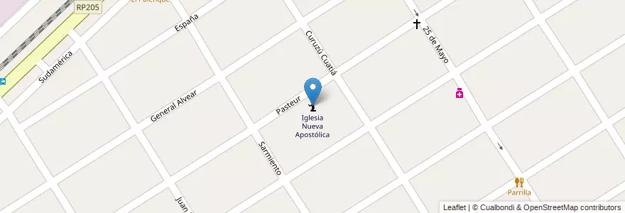 Mapa de ubicacion de Iglesia Nueva Apostólica en アルゼンチン, ブエノスアイレス州, Partido De Ezeiza, Carlos Spegazzini.