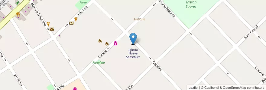 Mapa de ubicacion de Iglesia Nueva Apostólica en アルゼンチン, ブエノスアイレス州, Partido De Ezeiza, Tristán Suárez.