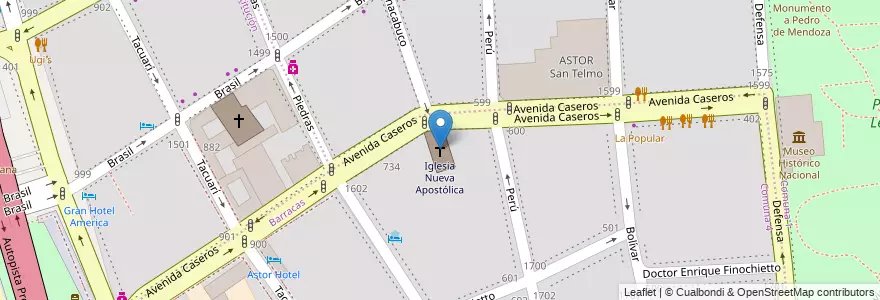 Mapa de ubicacion de Iglesia Nueva Apostólica, Barracas en アルゼンチン, Ciudad Autónoma De Buenos Aires, Comuna 4, Comuna 1, ブエノスアイレス.