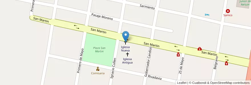 Mapa de ubicacion de Iglesia Nueva en アルゼンチン, サンタフェ州, Departamento La Capital, Municipio De Nelson, Nelson.