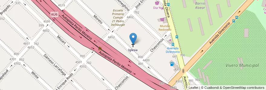 Mapa de ubicacion de Iglesia, Parque Avellaneda en アルゼンチン, Ciudad Autónoma De Buenos Aires, Comuna 9, ブエノスアイレス.