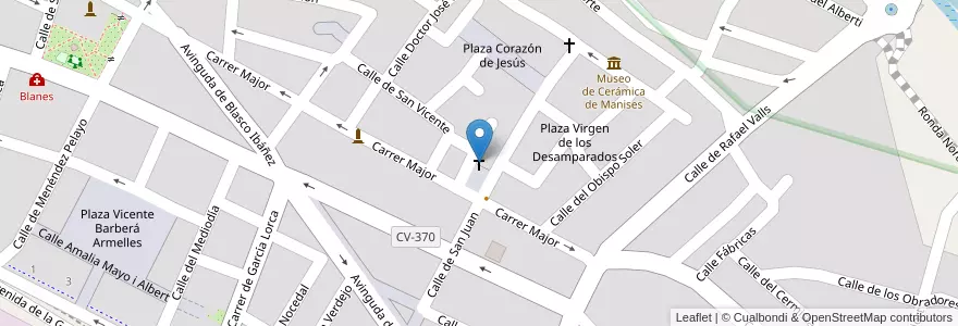 Mapa de ubicacion de Iglesia Parroquial San Juan Bautista en Spagna, Comunitat Valenciana, Valencia, L'Horta Oest, Manises.