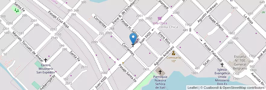 Mapa de ubicacion de Iglesia Pentecostal del Dios Vivo Villa Chica en アルゼンチン, チャコ州, Departamento San Fernando, Resistencia, Resistencia.