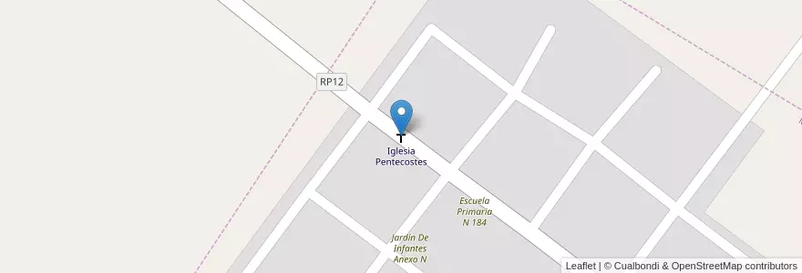 Mapa de ubicacion de Iglesia Pentecostes en アルゼンチン, チャコ州, Departamento Doce De Octubre, Municipio De General Pinedo, Mesón De Fierro.