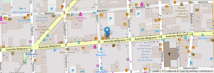 Mapa de ubicacion de Iglesia Presbiteriana San Andrés, Montserrat en Argentinië, Ciudad Autónoma De Buenos Aires, Comuna 1, Buenos Aires.