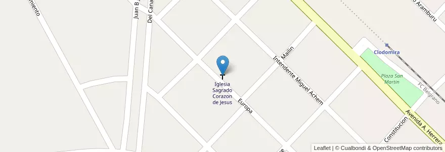Mapa de ubicacion de Iglesia Sagrado Corazon de Jesus en アルゼンチン, サンティアゴ・デル・エステロ州, Departamento Banda.