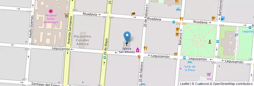 Mapa de ubicacion de Iglesia San Alfonso en Arjantin, Salta, Capital, Municipio De Salta, Salta.