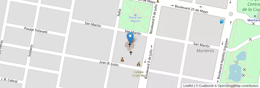 Mapa de ubicacion de Iglesia San Bartolomé en 아르헨티나, Córdoba, Departamento San Justo, Pedanía Libertad, Municipio De Morteros, Morteros.