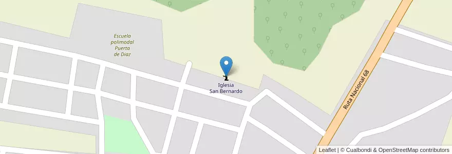 Mapa de ubicacion de Iglesia San Bernardo en 아르헨티나, Salta, La Viña, Municipio De Coronel Moldes, Coronel Moldes.
