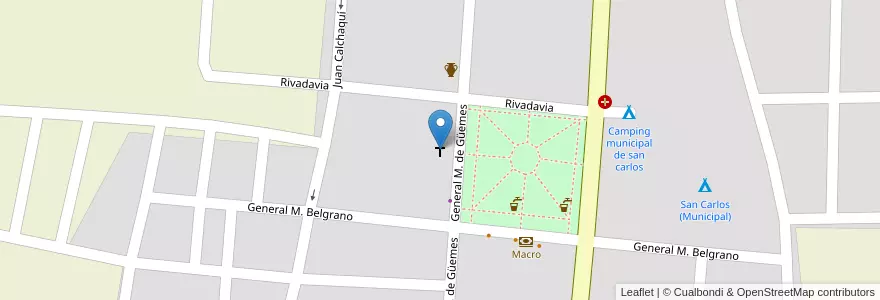 Mapa de ubicacion de Iglesia San Carlos de Borromeo en アルゼンチン, サルタ州, San Carlos, Municipio De San Carlos.