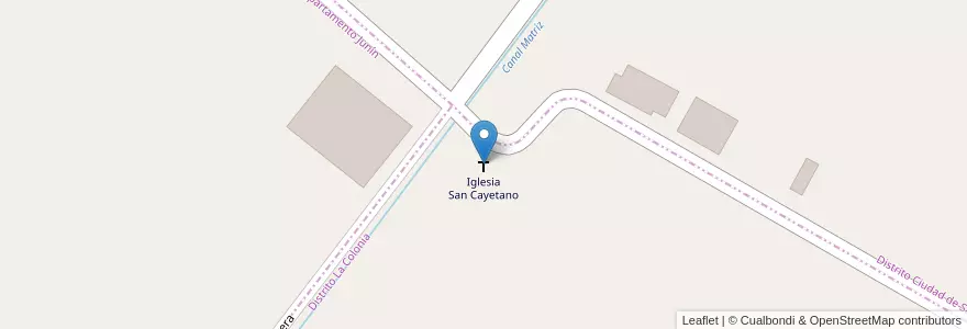 Mapa de ubicacion de Iglesia San Cayetano en Argentina, Cile, Mendoza, Departamento Junín.