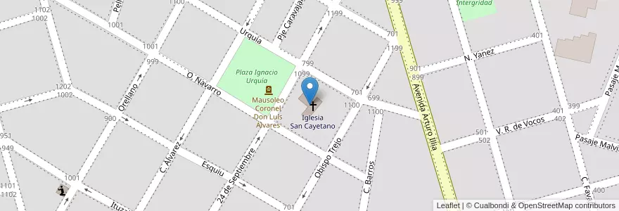 Mapa de ubicacion de Iglesia San Cayetano en 阿根廷, Córdoba, Departamento San Justo, Municipio Arroyito, Pedanía Arroyito, Arroyito.