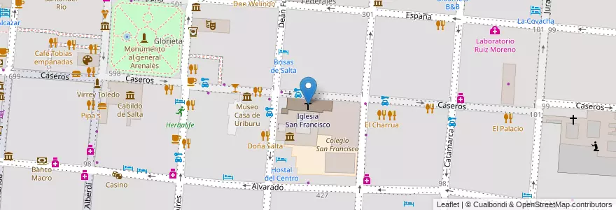 Mapa de ubicacion de Iglesia San Francisco en الأرجنتين, Salta, Capital, Municipio De Salta, Salta.