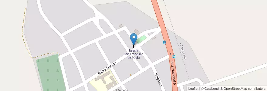 Mapa de ubicacion de Iglesia San Francisco de Paula en آرژانتین, Jujuy, Departamento Humahuaca, Municipio De Humahuaca.