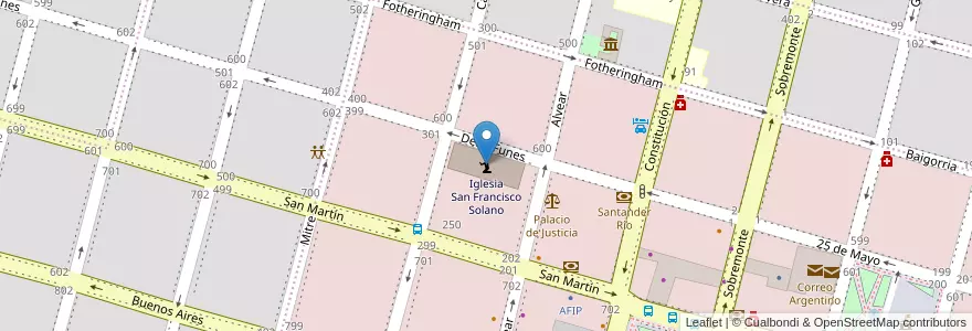 Mapa de ubicacion de Iglesia San Francisco Solano en Argentina, Córdova, Departamento Río Cuarto, Pedanía Río Cuarto, Municipio De Río Cuarto, Río Cuarto.