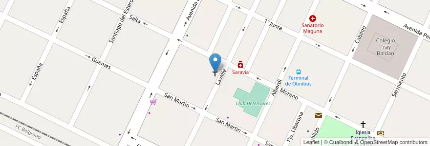 Mapa de ubicacion de Iglesia San Fransisco de Asis en Аргентина, Сантьяго-Дель-Эстеро, Departamento Copo.