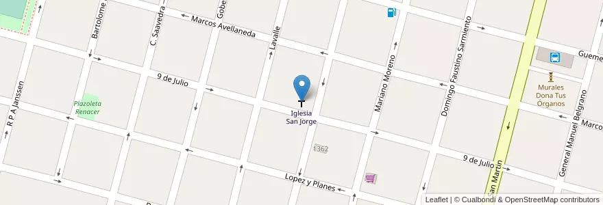 Mapa de ubicacion de Iglesia San Jorge en Arjantin, Santa Fe, Departamento Las Colonias, Municipio De Esperanza, Esperanza.