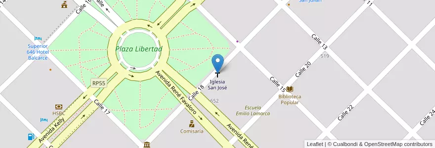 Mapa de ubicacion de Iglesia San José en 아르헨티나, 부에노스아이레스주, Partido De Balcarce.