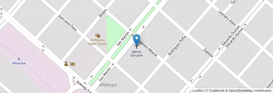 Mapa de ubicacion de Iglesia San José en アルゼンチン, サンティアゴ・デル・エステロ州, Departamento General Taboada, Añatuya.