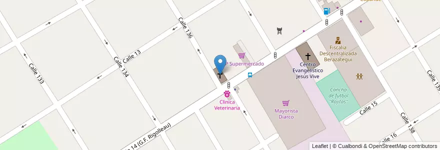 Mapa de ubicacion de Iglesia San José y Santa Cecilia en Argentina, Buenos Aires, Partido De Berazategui, Berazategui.