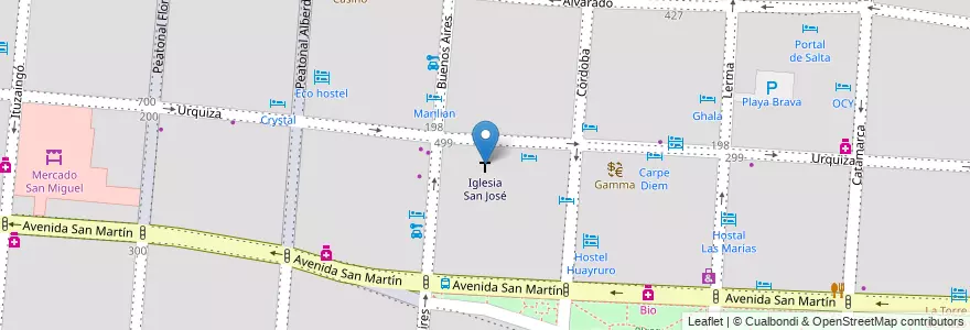 Mapa de ubicacion de Iglesia San José en Argentina, Salta, Capital, Municipio De Salta, Salta.