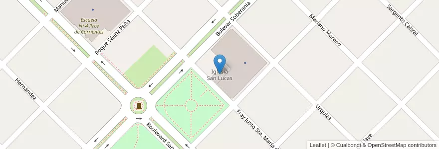 Mapa de ubicacion de Iglesia San Lucas en 阿根廷, 恩特雷里奥斯省, Departamento Nogoyá, Distrito Sauce, Lucas González.