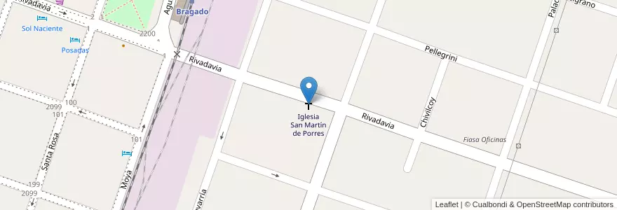 Mapa de ubicacion de Iglesia San Martín de Porres en Argentinië, Buenos Aires, Partido De Bragado, Bragado.