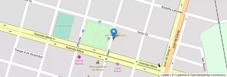 Mapa de ubicacion de Iglesia San Miguel Arcangel en 阿根廷, Santa Fe, Departamento La Capital, Municipio De Recreo.
