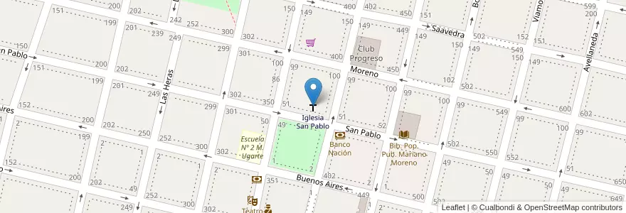Mapa de ubicacion de Iglesia San Pablo en 阿根廷, 布宜诺斯艾利斯省, Partido De Salto.
