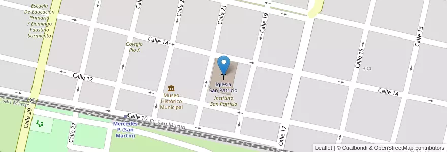Mapa de ubicacion de Iglesia San Patricio en 阿根廷, 布宜诺斯艾利斯省, Partido De Mercedes, Mercedes.