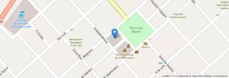 Mapa de ubicacion de Iglesia San Roque en Аргентина, Сальта, General San Martín, Municipio De Embarcación.