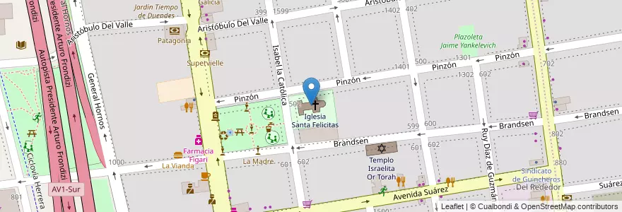 Mapa de ubicacion de Iglesia Santa Felicitas, Barracas en 阿根廷, Ciudad Autónoma De Buenos Aires, Comuna 4, 布宜诺斯艾利斯.