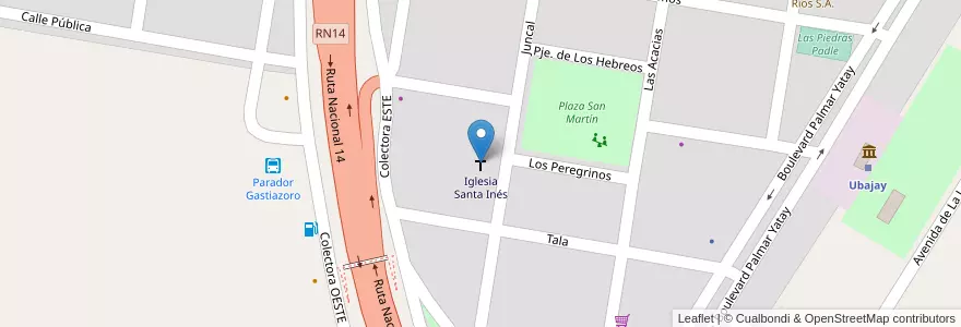 Mapa de ubicacion de Iglesia Santa Inés en Аргентина, Междуречье, Departamento Colón, Distrito Sexto.