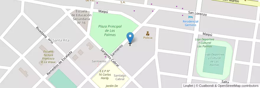 Mapa de ubicacion de Iglesia Santa Margarita en アルゼンチン, チャコ州, Departamento Bermejo, La Leonesa - Las Palmas, Municipio De Las Palmas.