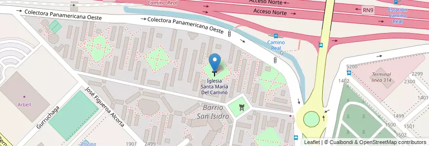 Mapa de ubicacion de Iglesia Santa María Del Camino en 阿根廷, 布宜诺斯艾利斯省, Partido De San Isidro, Boulogne Sur Mer.