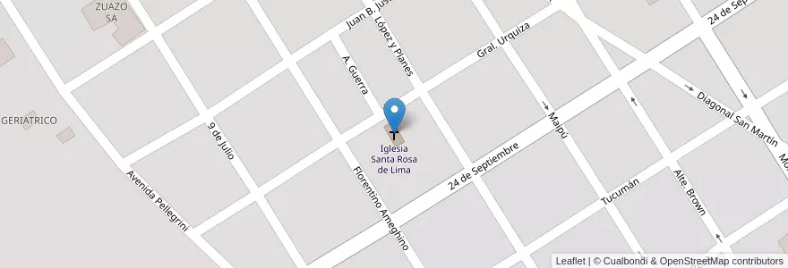 Mapa de ubicacion de Iglesia Santa Rosa de Lima en 아르헨티나, Córdoba, Departamento Cruz Del Eje, Municipio De Cruz Del Eje, Pedanía Cruz Del Eje, Cruz Del Eje.