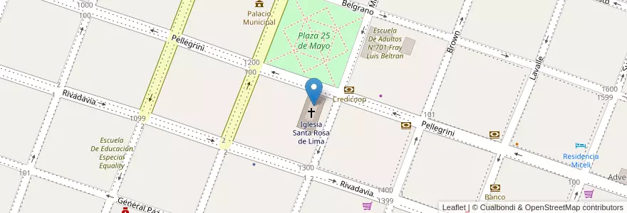 Mapa de ubicacion de Iglesia Santa Rosa de Lima en Argentina, Provincia Di Buenos Aires, Partido De Bragado, Bragado.