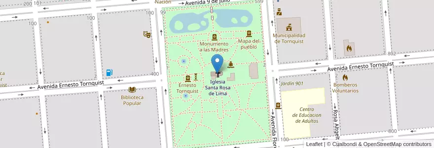 Mapa de ubicacion de Iglesia Santa Rosa de Lima en Arjantin, Buenos Aires, Partido De Tornquist, Tornquist.