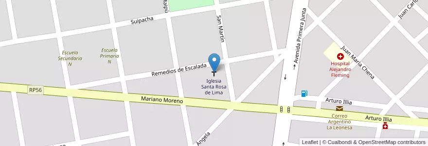 Mapa de ubicacion de Iglesia Santa Rosa de Lima en 阿根廷, Chaco, Departamento Bermejo, Municipio De La Leonesa, La Leonesa - Las Palmas.