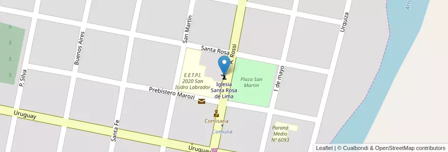 Mapa de ubicacion de Iglesia Santa Rosa de Lima en Arjantin, Santa Fe, Departamento Garay, Municipio De Santa Rosa De Calchines, Santa Rosa.