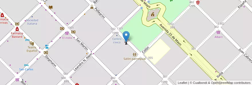 Mapa de ubicacion de Iglesia santa rosa de lima en 阿根廷, 布宜诺斯艾利斯省, Partido De Coronel Pringles, Coronel Pringles.
