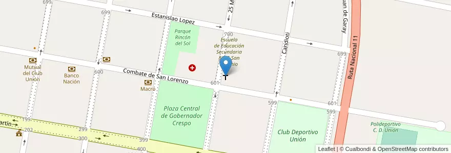 Mapa de ubicacion de Iglesia Santo Domingo de Guzmán en Argentinien, Santa Fe, Departamento San Justo, Municipio De Gobernador Crespo.