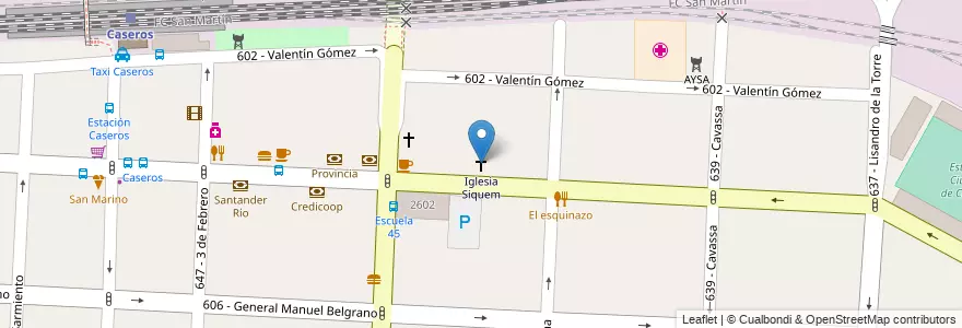 Mapa de ubicacion de Iglesia Siquem en الأرجنتين, بوينس آيرس, Partido De Tres De Febrero, Caseros.