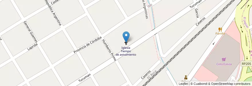Mapa de ubicacion de Iglesia Tiempo de avivamiento en Argentina, Buenos Aires, Ezeiza.