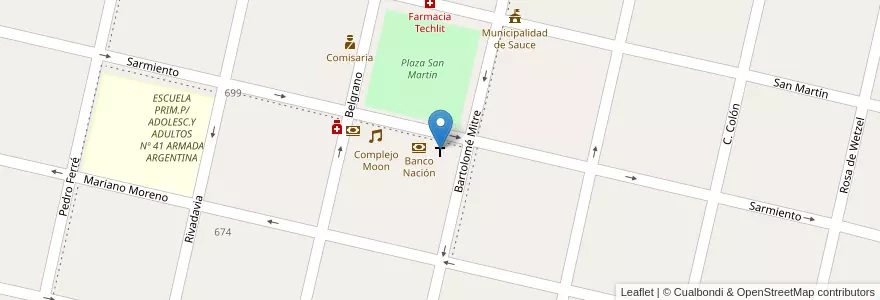 Mapa de ubicacion de Iglesia Virgen del Carmen en Argentinië, Corrientes, Departamento Sauce, Municipio De Sauce.
