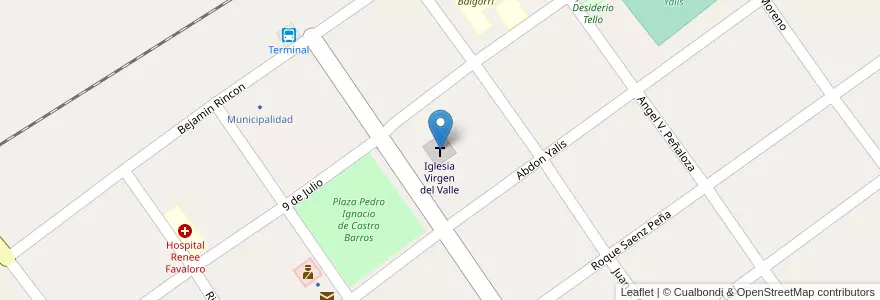 Mapa de ubicacion de Iglesia Virgen del Valle en الأرجنتين, La Rioja, Departamento Rosario Vera Peñaloza.