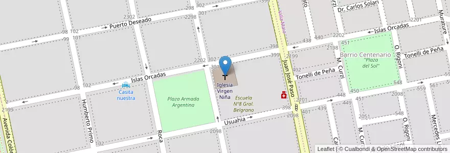 Mapa de ubicacion de Iglesia Virgen Niña en Argentinië, Buenos Aires, Partido De Coronel De Marina Leonardo Rosales, Punta Alta.