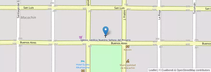 Mapa de ubicacion de Iglesia_católica_Nuestra_Señora_del_Rosario en Arjantin, La Pampa, Departamento Atreucó, Municipio De Macachín, Macachín.