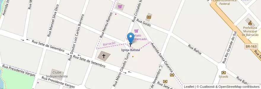 Mapa de ubicacion de Igreja Batista en Аргентина, Парана, Região Geográfica Intermediária De Cascavel, Microrregião De Francisco Beltrão, Dionísio Cerqueira.